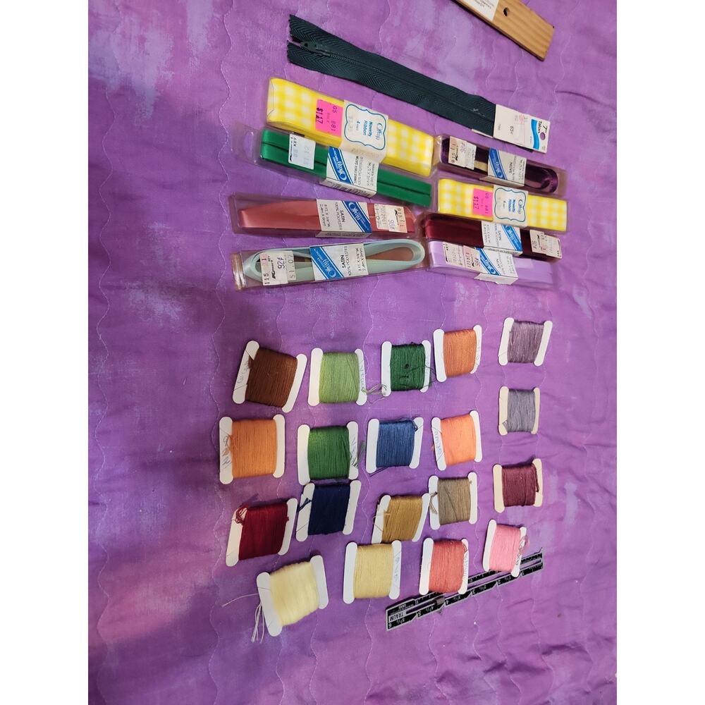 Lot Needlework Ribbon Floss Vintage Retro